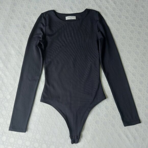 Aritzia Babaton Contour Bodysuit Size XS Black Long Sleeve Stretch Snap Button - Picture 1 of 11